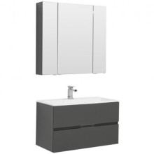 Комплект мебели для ванной Aquanet Алвита 90 241388 подвесной Серый антрацит