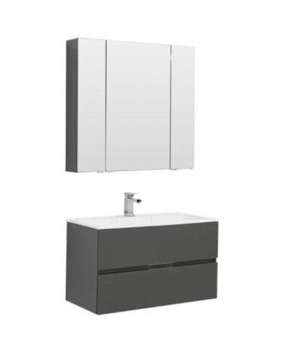 Комплект мебели для ванной Aquanet Алвита 90 241388 подвесной Серый антрацит