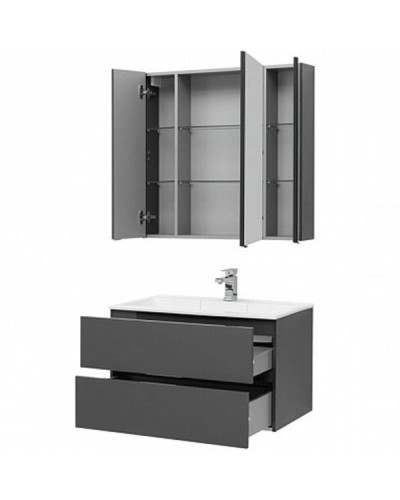 Комплект мебели для ванной Aquanet Алвита 90 241388 подвесной Серый антрацит
