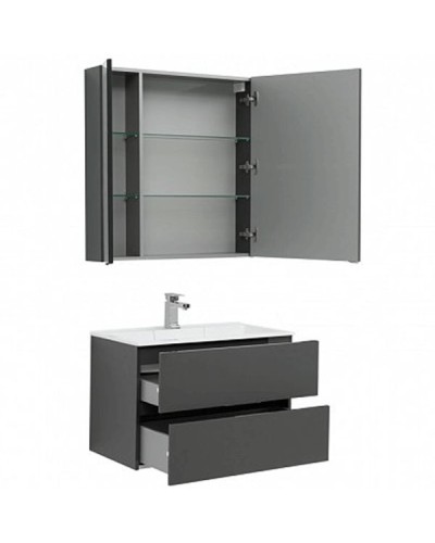 Комплект мебели для ванной Aquanet Алвита 80 241387 подвесной Серый антрацит