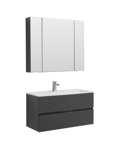 Комплект мебели для ванной Aquanet Алвита 100 241397 подвесной Серый антрацит
