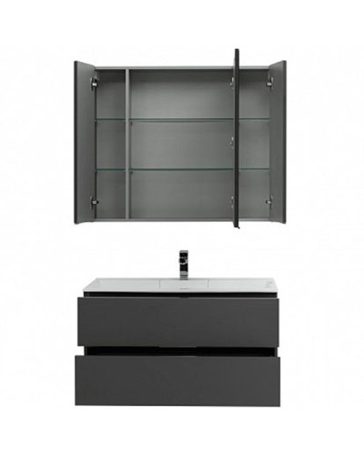 Комплект мебели для ванной Aquanet Алвита 100 241397 подвесной Серый антрацит