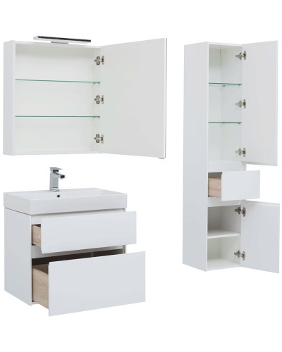 Комплект мебели для ванной Aquanet Бруклин 70 207804 подвесной Белый глянец