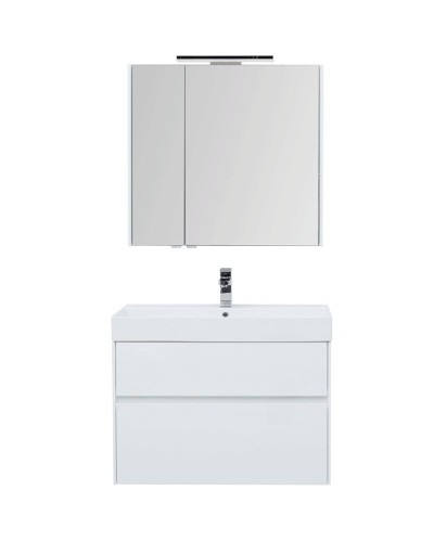 Комплект мебели для ванной Aquanet Бруклин 85 207801 подвесной Белый глянец