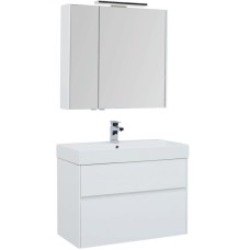 Комплект мебели для ванной Aquanet Бруклин 85 207801 подвесной Белый глянец