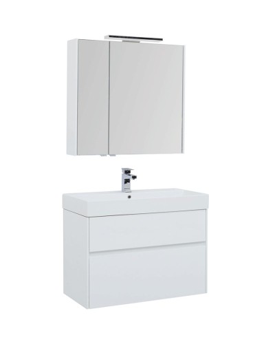 Комплект мебели для ванной Aquanet Бруклин 85 207801 подвесной Белый глянец