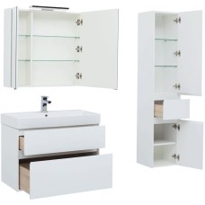 Комплект мебели для ванной Aquanet Бруклин 85 207801 подвесной Белый глянец