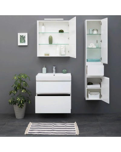 Комплект мебели для ванной Aquanet Бруклин 85 207801 подвесной Белый глянец