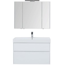 Комплект мебели для ванной Aquanet Бруклин 100 207800 подвесной Белый глянец