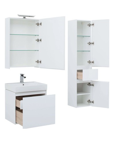 Комплект мебели для ванной Aquanet Йорк 60 203642 подвесной Белый глянец