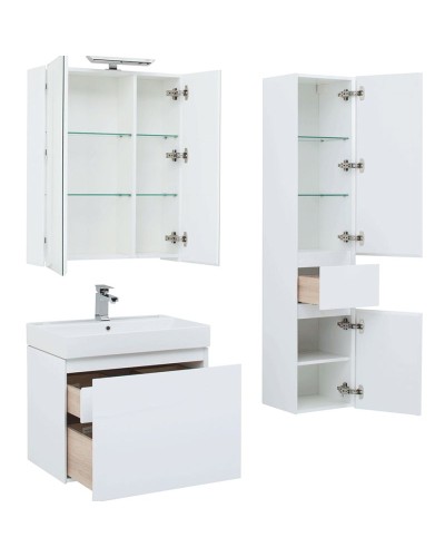 Комплект мебели для ванной Aquanet Йорк 70 203643 подвесной Белый глянец