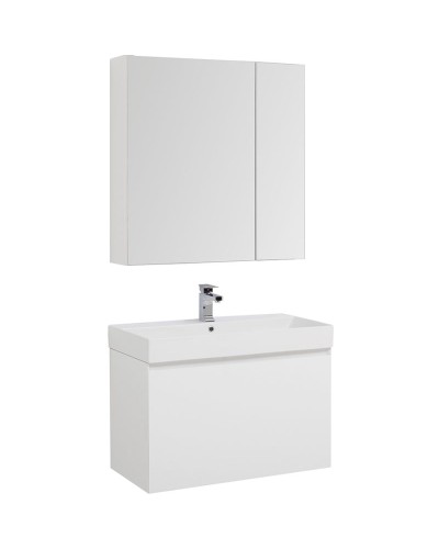 Комплект мебели для ванной Aquanet Йорк 85 203644 подвесной Белый глянец