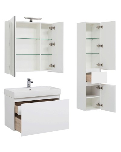 Комплект мебели для ванной Aquanet Йорк 85 203644 подвесной Белый глянец
