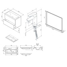 Комплект мебели для ванной AM.PM Gem 75 BK90GA Белый со смесителем для раковины и аксессуарами