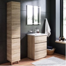 Комплект мебели для ванной AM.PM Gem S 60 BK91GC Светлый дуб со смесителем для раковины и аксессуарами