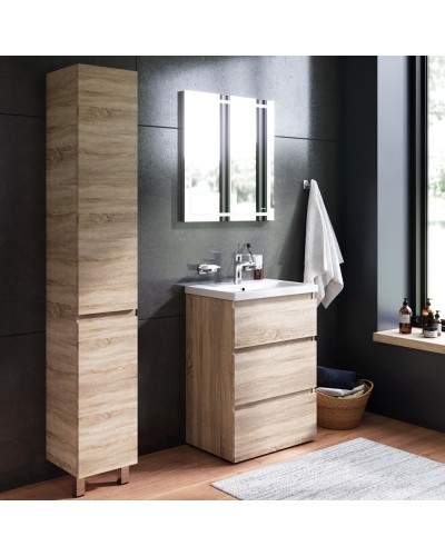 Комплект мебели для ванной AM.PM Gem S 60 BK91GC Светлый дуб со смесителем для раковины и аксессуарами