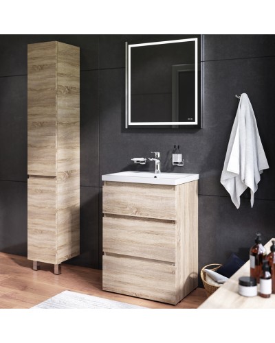 Комплект мебели для ванной AM.PM Gem S 60 BK91GC Светлый дуб со смесителем для раковины и аксессуарами