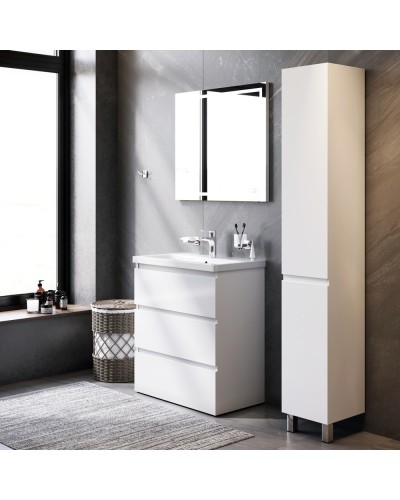 Комплект мебели для ванной AM.PM Gem S 75 BK91GF Белый со смесителем для раковины и аксессуарами