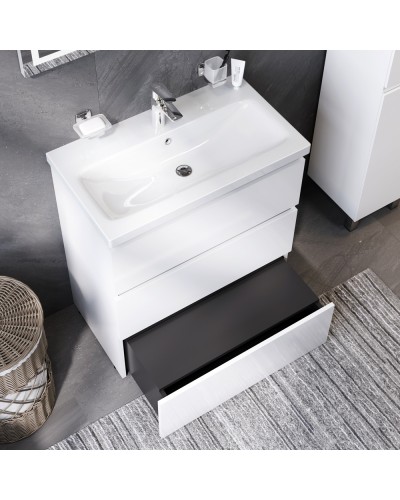 Комплект мебели для ванной AM.PM Gem S 75 BK91GF Белый со смесителем для раковины и аксессуарами