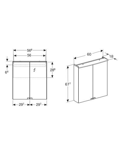 Комплект мебели для ванной Geberit Smyle Square 60 529.352.00.6 подвесной Белый глянец