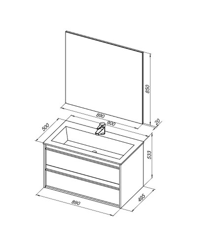 Комплект мебели для ванной Aquanet Lino 90 271957 подвесной Белый матовый