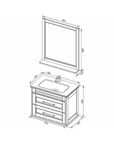 Комплект мебели для ванной Aquanet Бостон M 80 259387 подвесной Белый матовый