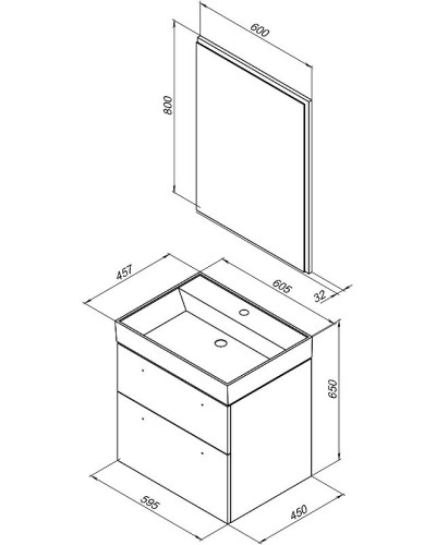 Комплект мебели для ванной Aquanet Nova 60 246279 подвесной Белый глянец