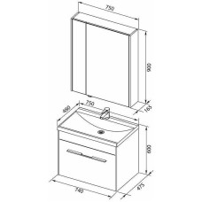 Комплект мебели для ванной Aquanet Августа 75 287682 подвесной Белый