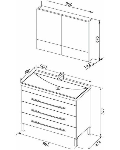 Комплект мебели для ванной Aquanet Верона 90 287660 Белый