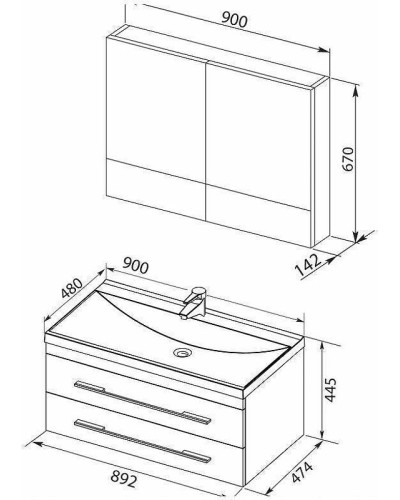 Комплект мебели для ванной Aquanet Верона 90 287653 подвесной Белый