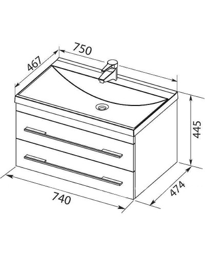 Комплект мебели для ванной Aquanet Верона 75 287638 подвесной Черный матовый