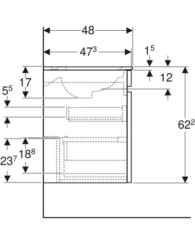 Комплект мебели темно-серый матовый 80 см Geberit Renova Plan 529.916.JK.8