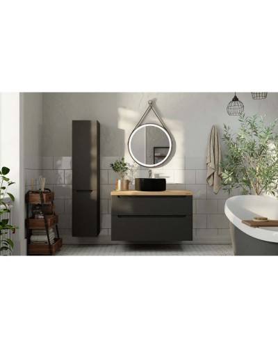 Комплект мебели серый матовый 100 см со столешницей бук светлый Jorno Wood SET/WOOD01100/P/GR/WOOD06100/LW/0025403/WOOD0250/TK