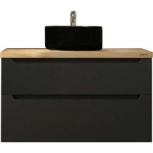 Комплект мебели серый матовый 100 см со столешницей бук светлый Jorno Wood SET/WOOD01100/P/GR/WOOD06100/LW/0025403/WOOD0250/TK