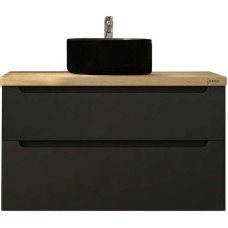 Комплект мебели серый матовый 100 см со столешницей бук светлый Jorno Wood SET/WOOD01100/P/GR/WOOD06100/LW/0025403/WOOD0250/TK