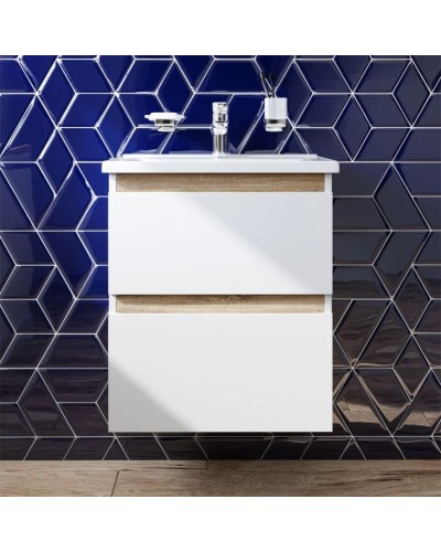 Комплект мебели белый глянец 55 см Am.Pm X-Joy M85AFHX0552WG + M85AWCC0552WG + M91AMOX0551WG