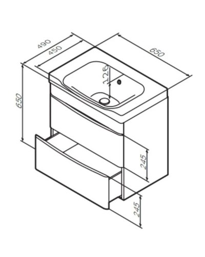 Комплект мебели белый глянец 65 см Am.Pm Like M80FHX0652WG + M80WCC0652WG + M80MPR0651WG