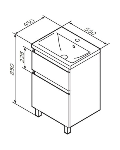 Комплект мебели белый глянец 55 см Am.Pm X-Joy M85AFSX0552WG + M85AWCC0552WG + M91AMOX0553WG