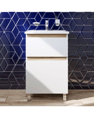 Комплект мебели белый глянец 55 см Am.Pm X-Joy M85AFSX0552WG + M85AWCC0552WG + M91AMOX0553WG