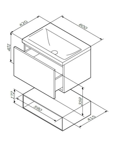 Комплект мебели белый глянец 65 см Am.Pm Gem M90FHX06021WG + M90WCC0602WG + M91AMOX0651WG