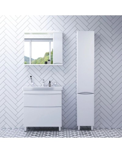 Комплект мебели белый глянец 80 см Am.Pm Like M80FSX0802WG + M80WCC0802WG + M80MPR0801WG