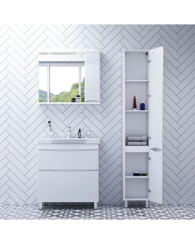 Комплект мебели белый глянец 80 см Am.Pm Like M80FSX0802WG + M80WCC0802WG + M80MPR0801WG