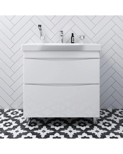 Комплект мебели белый глянец 80 см Am.Pm Like M80FSX0802WG + M80WCC0802WG + M80MPL0801WG