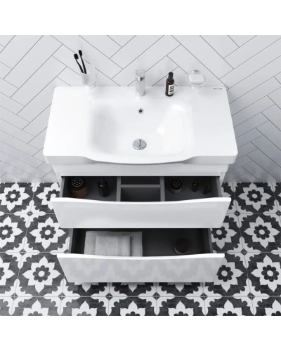 Комплект мебели белый глянец 80 см Am.Pm Like M80FSX0802WG + M80WCC0802WG + M80MPL0801WG