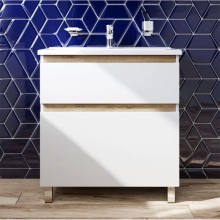 Комплект мебели белый глянец 80 см Am.Pm X-Joy M85AFSX0802WG + M85AWCC0802WG + M91AMOX0803WG