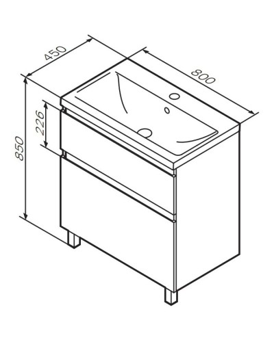Комплект мебели белый глянец 80 см Am.Pm X-Joy M85AFSX0802WG + M85AWCC0802WG + M91AMOX0803WG