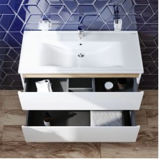 Комплект мебели белый глянец 100 см Am.Pm X-Joy M85AFHX1002WG + M85AWCC1002WG + M91AMOX1003WG