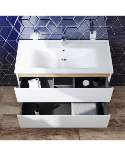 Комплект мебели белый глянец 100 см Am.Pm X-Joy M85AFHX1002WG + M85AWCC1002WG + M91AMOX1003WG