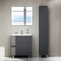 Комплект мебели графит матовый 80 см Am.Pm Gem M90FSX07522GM32 + M90WCC0752WG + M91AMOX0801WG