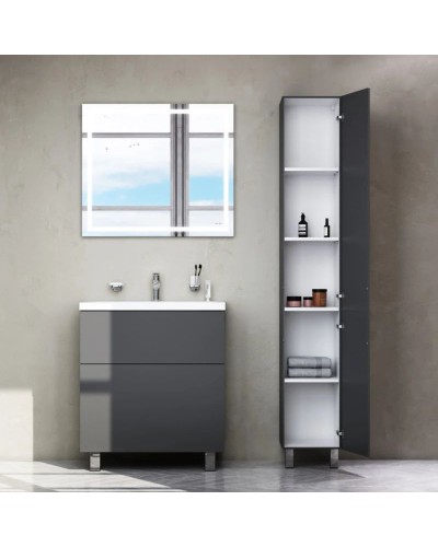 Комплект мебели графит матовый 80 см Am.Pm Gem M90FSX07522GM32 + M90WCC0752WG + M91AMOX0801WG